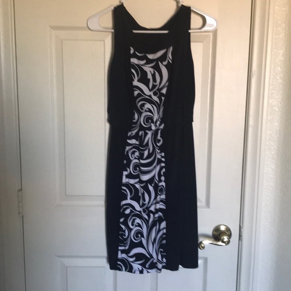 Navy short dress with Hawaiian print
